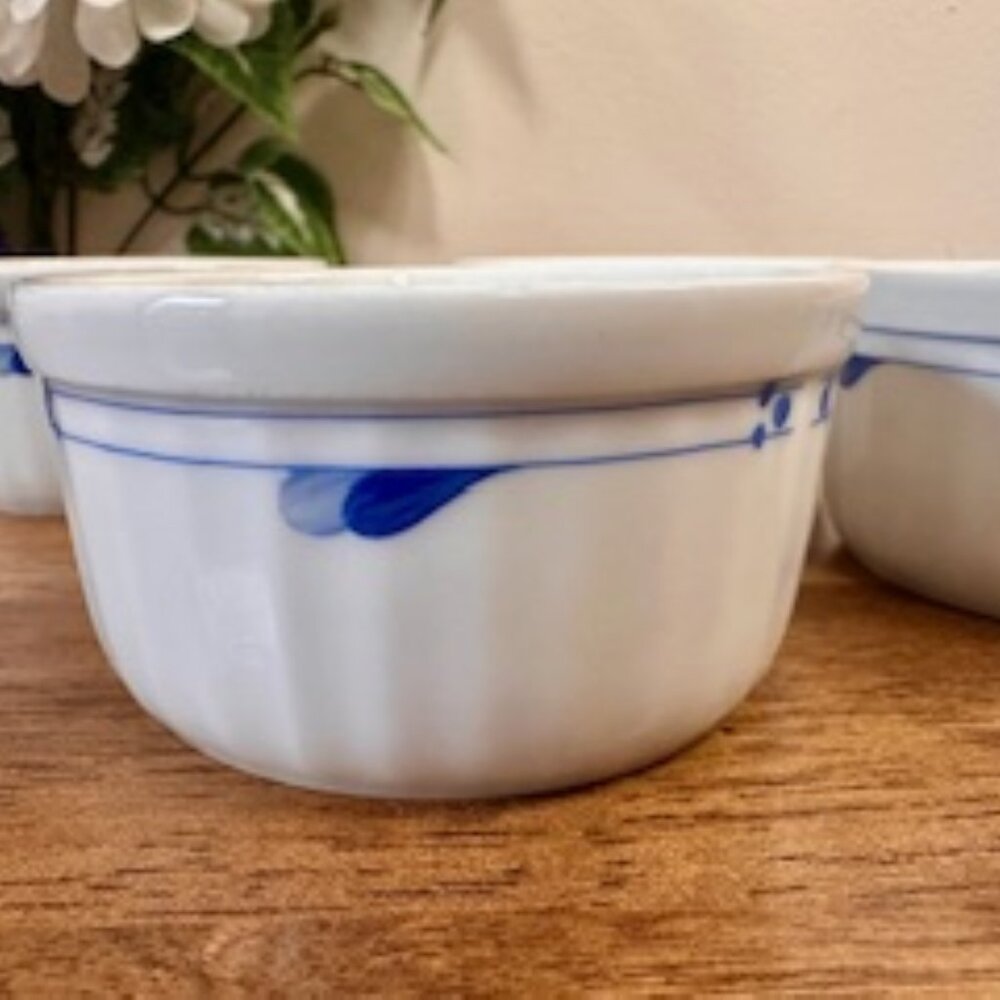 Vintage‎ Spode Quasar Ramekins – Blue and White Fine Oven China Set of 4